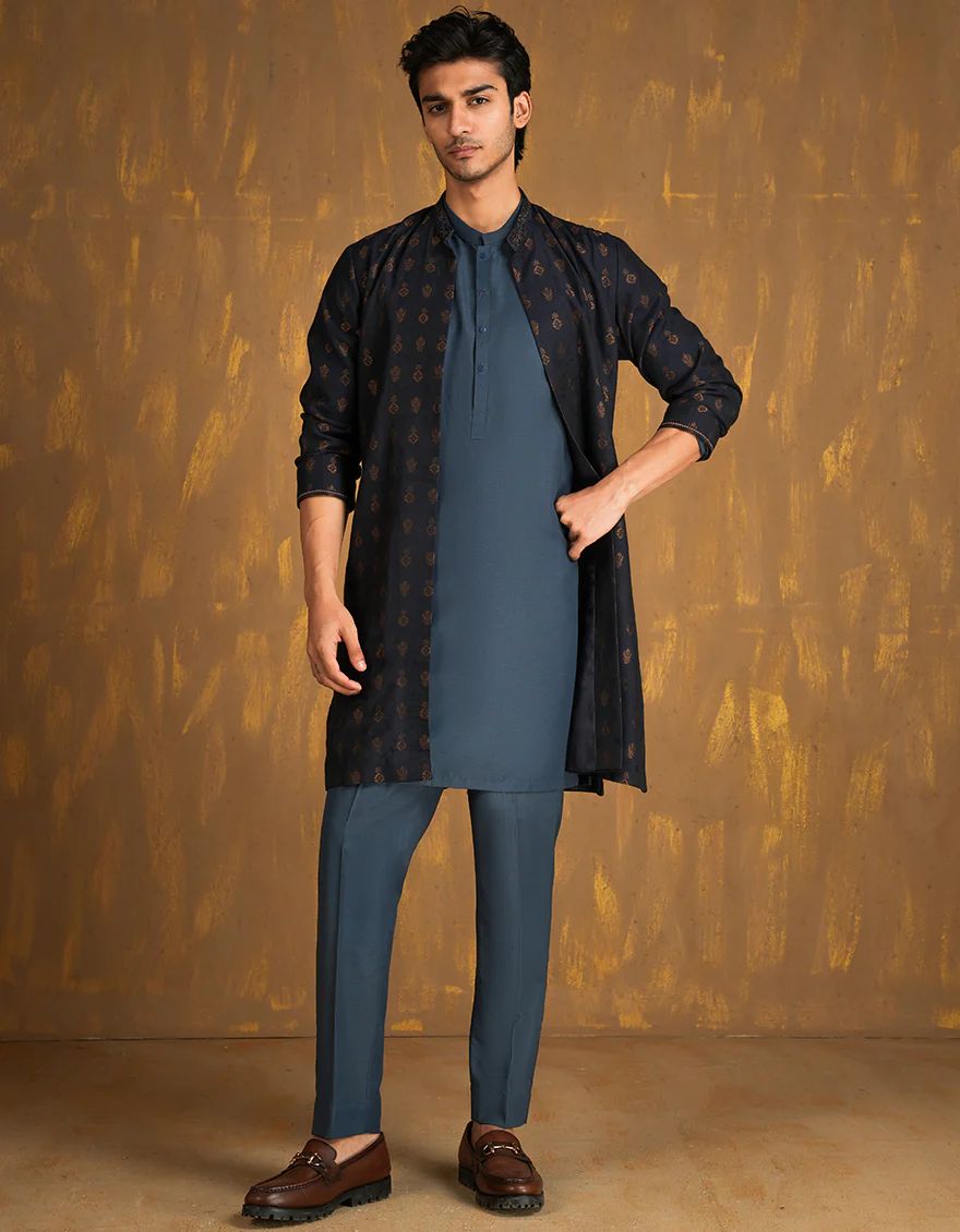 NAVY BLUE SPECIAL KURTA | JJK-SP-INR-A-45514/A24/JJ9515-FL - Image 2