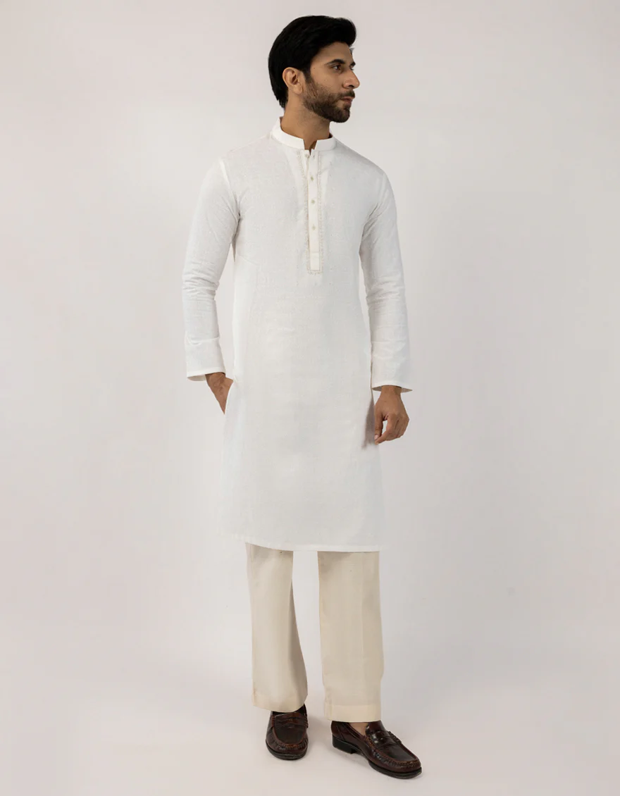 WHITE COTTON KURTA | JJK-W-50517/S25/JJ10445-FL
