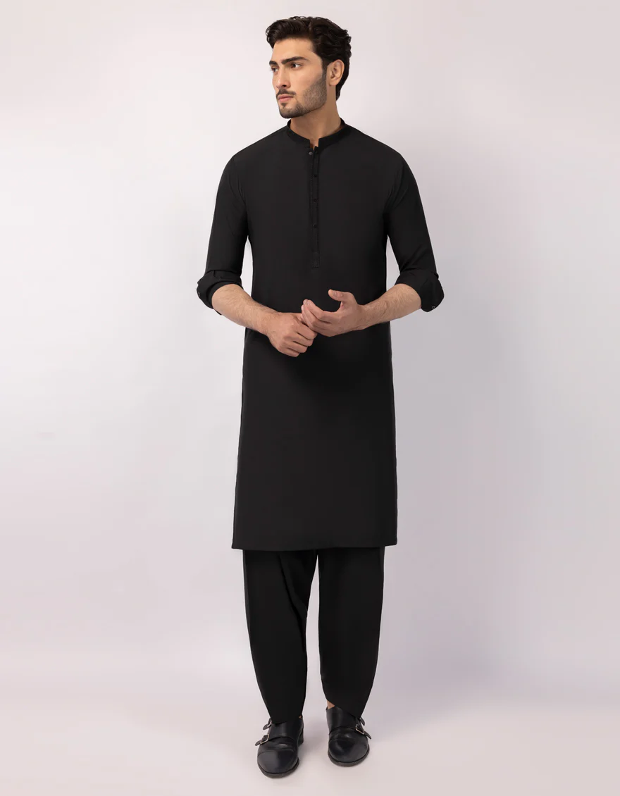 BLACK BLENDED KURTA TROUSERS | JJKP-A-33824/S26/JJ9827-SF