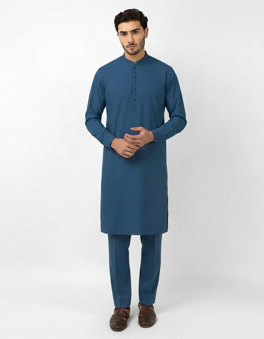 BLUE BLENDED KURTA TROUSERS | JJKP-A-33932/S26/JJ9826-CL