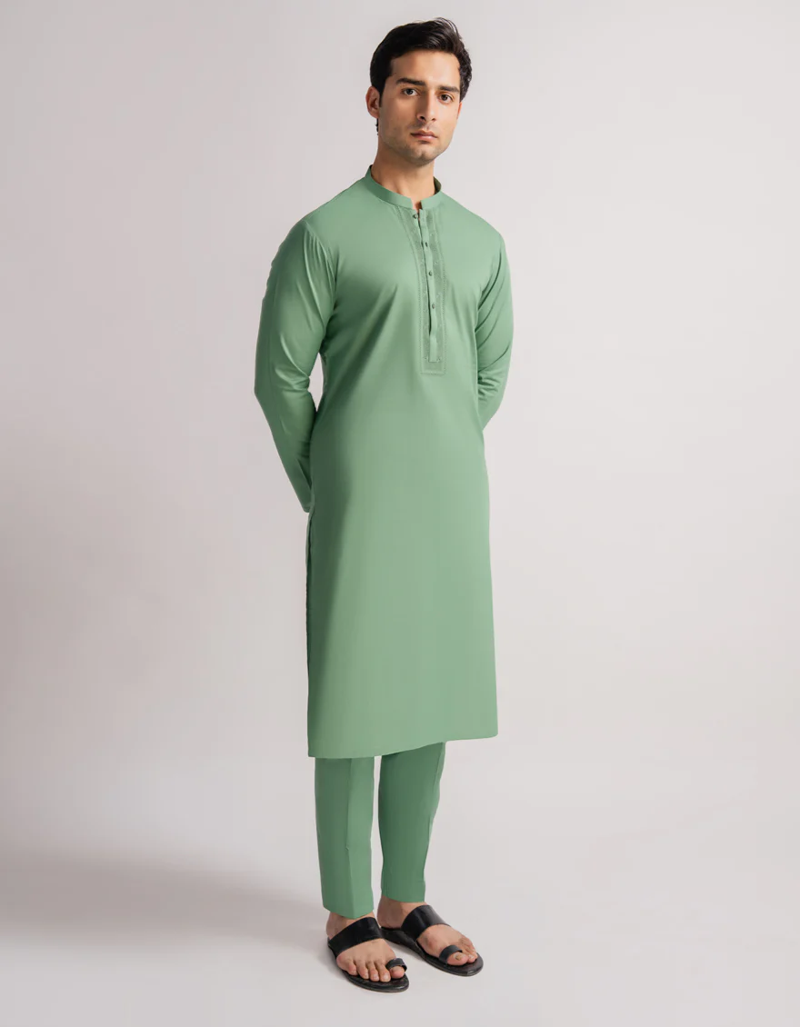 GREEN COTTON KURTA TROUSERS | JJKP-A-33976/S26/JJ10830-SF
