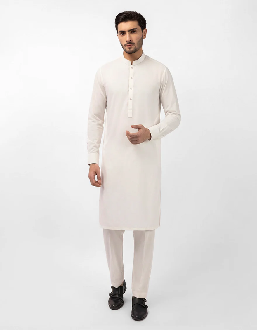 OFF WHITE BLENDED KURTA TROUSERS | JJKP-A-47611/S26/JJ10786-PN