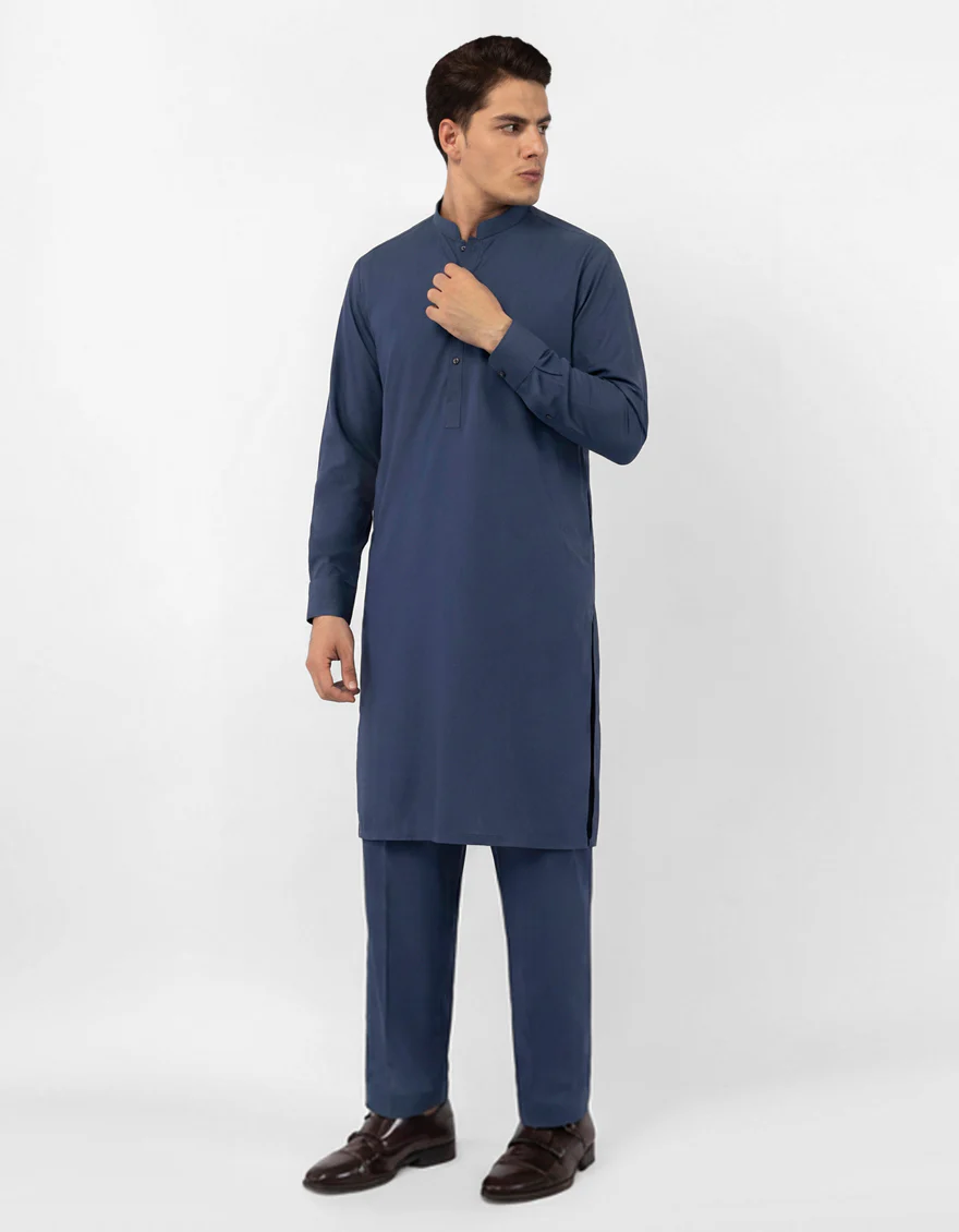 BLUE BLENDED KURTA TROUSERS | JJKP-A-47612/S26/JJ10786-PN