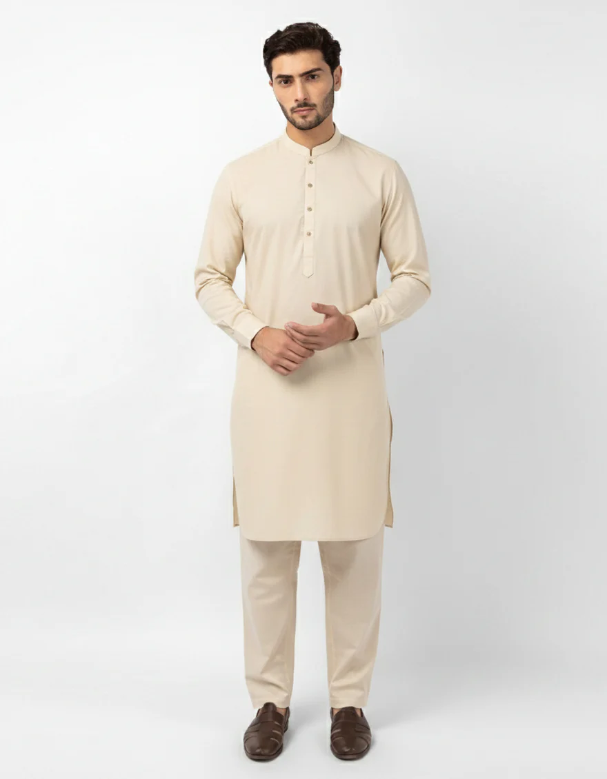 CREAM BLENDED KURTA TROUSERS | JJKP-A-47619/S26/JJ10736-PN