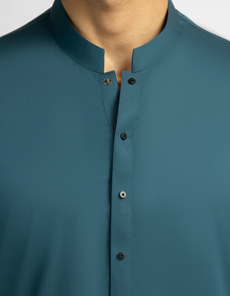 TURQUOISE BLUE COTTON KURTA TROUSERS | JJKP-A-47627/S26/JJ10645-PN - Image 3