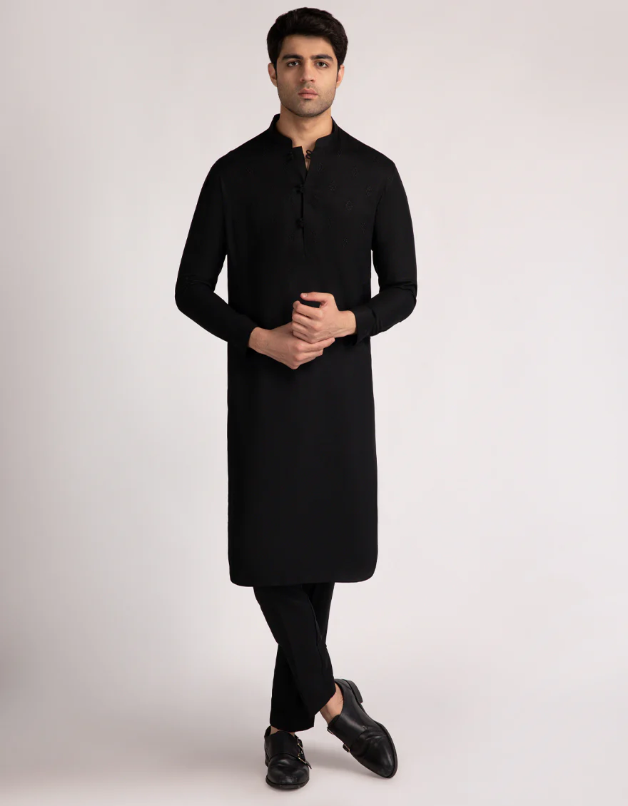 BLACK BLENDED KURTA TROUSERS | JJKP-A-50428/S25/JJ10277-SF