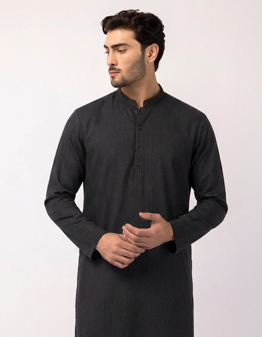 BLACK COTTON KURTA TROUSERS | JJKP-S-33900/S26/JJ10845-SF