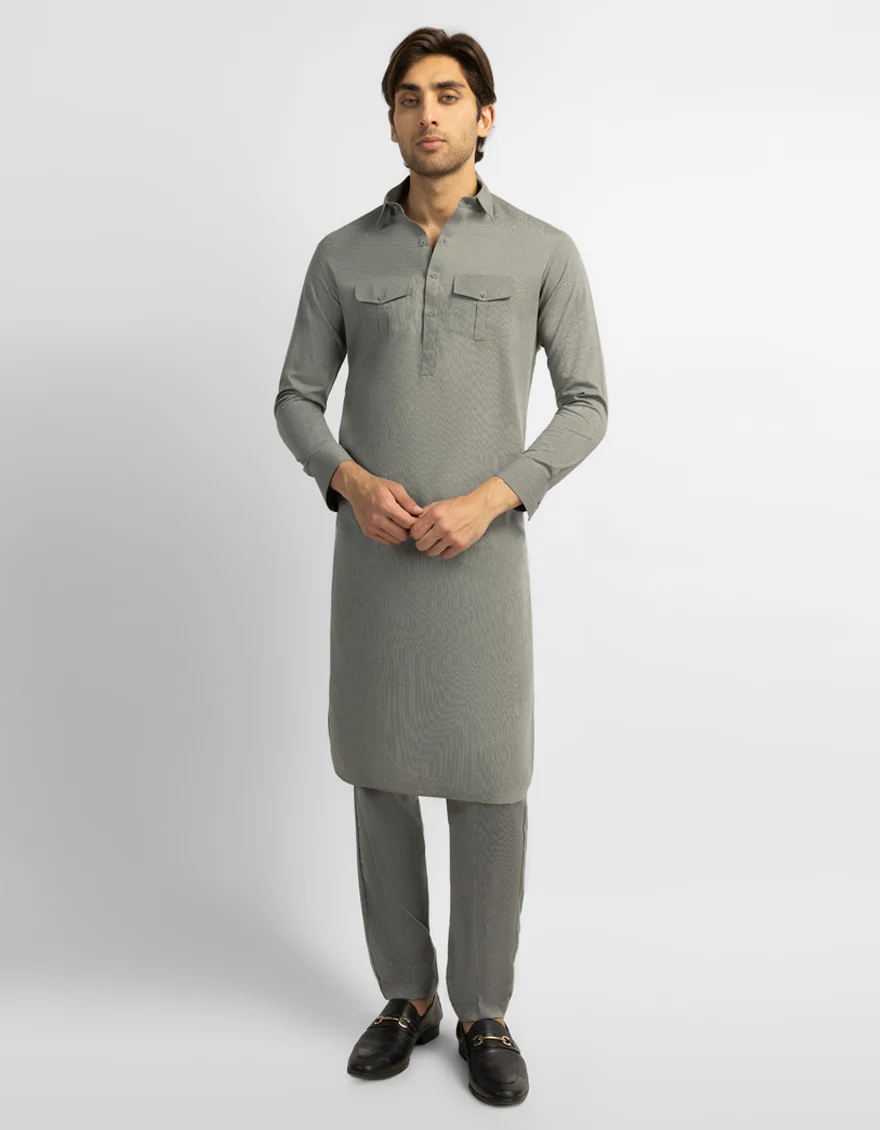 ASH GREY KURTA TROUSERS | JJKP-S-33977/S26/JJ10927-CL