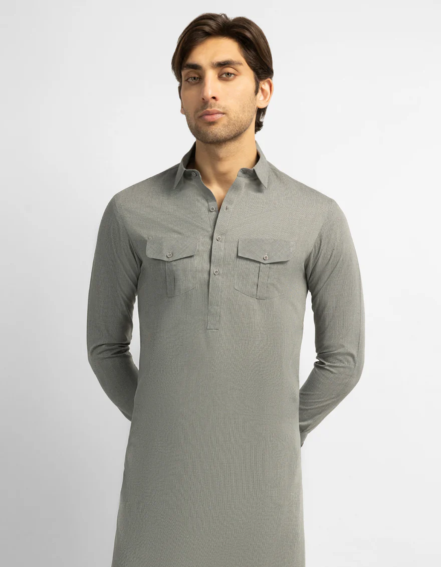 ASH GREY KURTA TROUSERS | JJKP-S-33977/S26/JJ10927-CL - Image 2