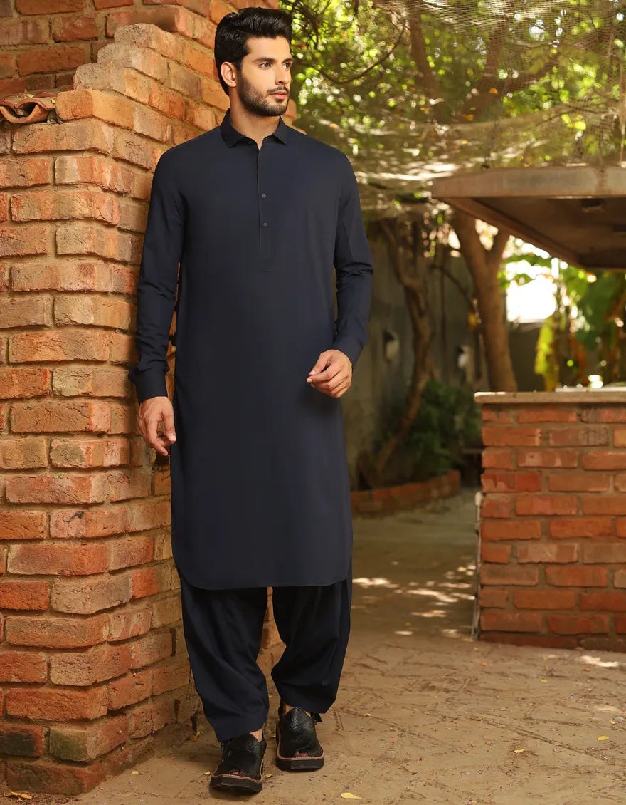 NAVY BLUE KAMEEZ SHALWAR | JJKS-A-30779-R53-AP/S26/JJ10553-PN