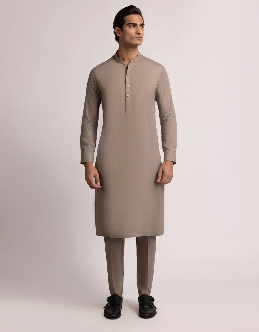 LIGHT BROWN COTTON KAMEEZ SHALWAR | JJKS-A-33637/S25/JJ9763-CL