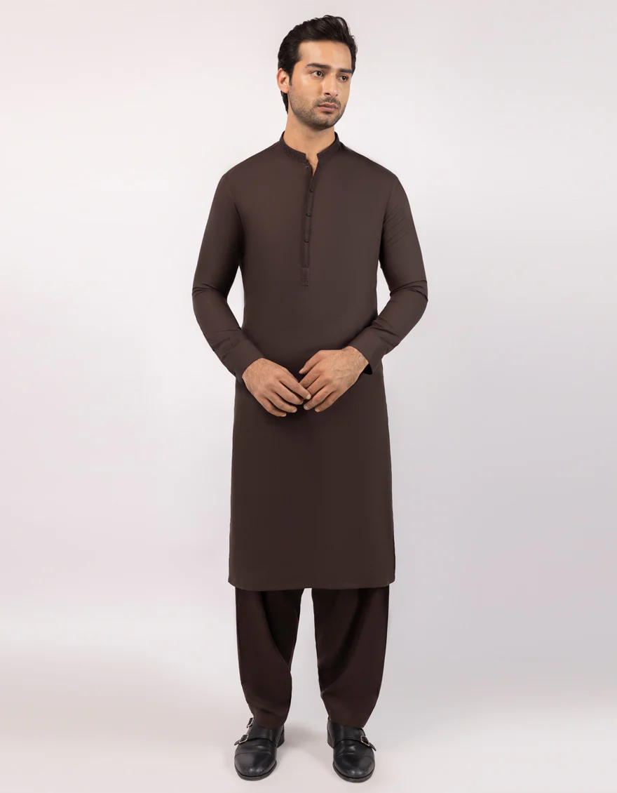 DARK BROWN KAMEEZ SHALWAR | JJKS-A-33838/S26/JJ10420-SF