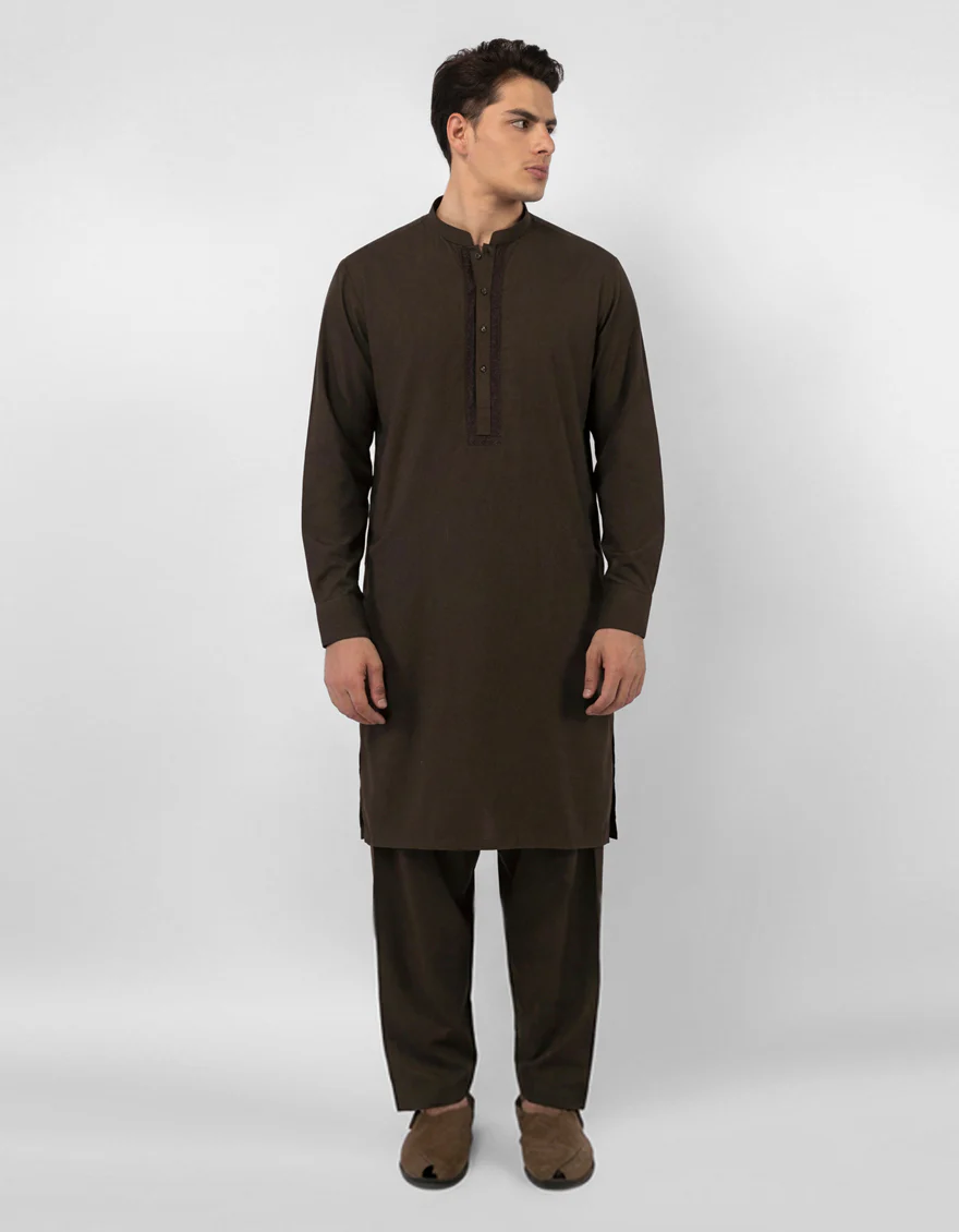 COFFEE BROWN COTTON KAMEEZ SHALWAR | JJKS-A-33904/S26/JJ10802-SF