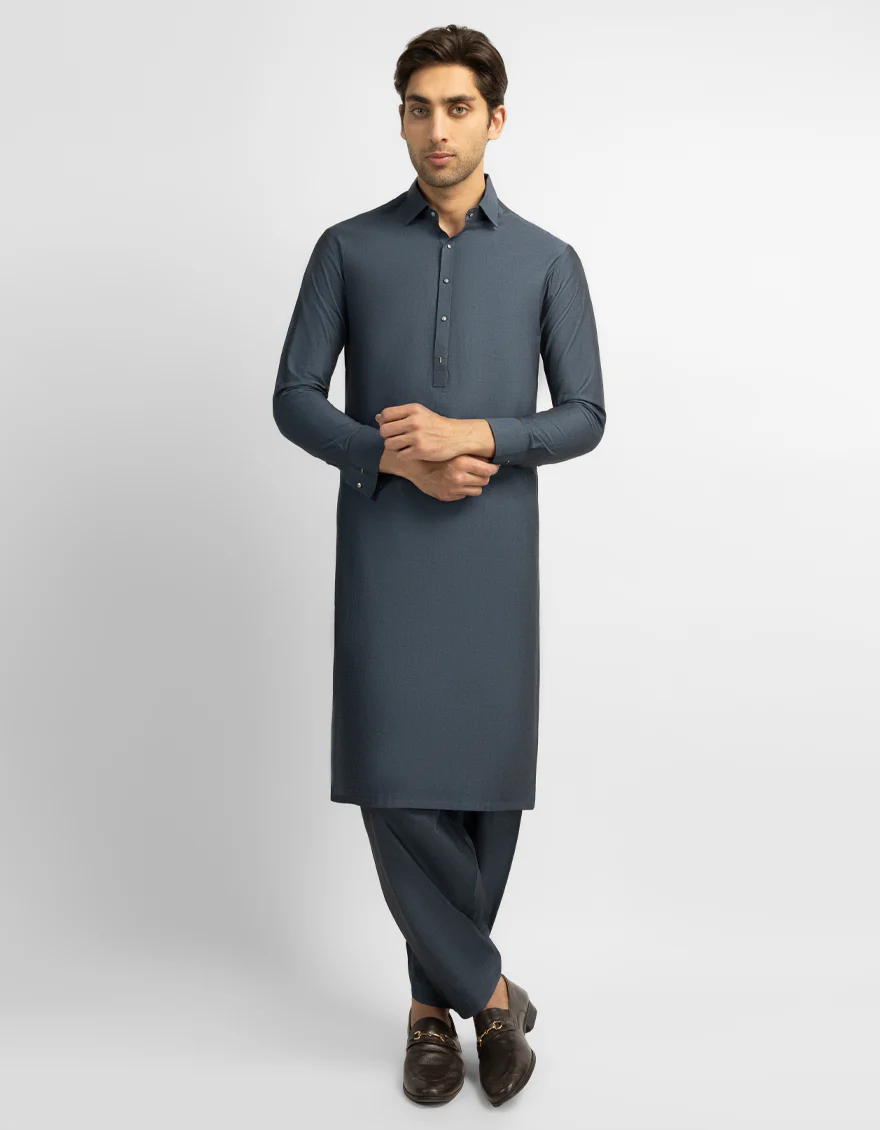 DENIM BLUE COTTON KAMEEZ SHALWAR | JJKS-A-33971/S26/JJ10809-CL