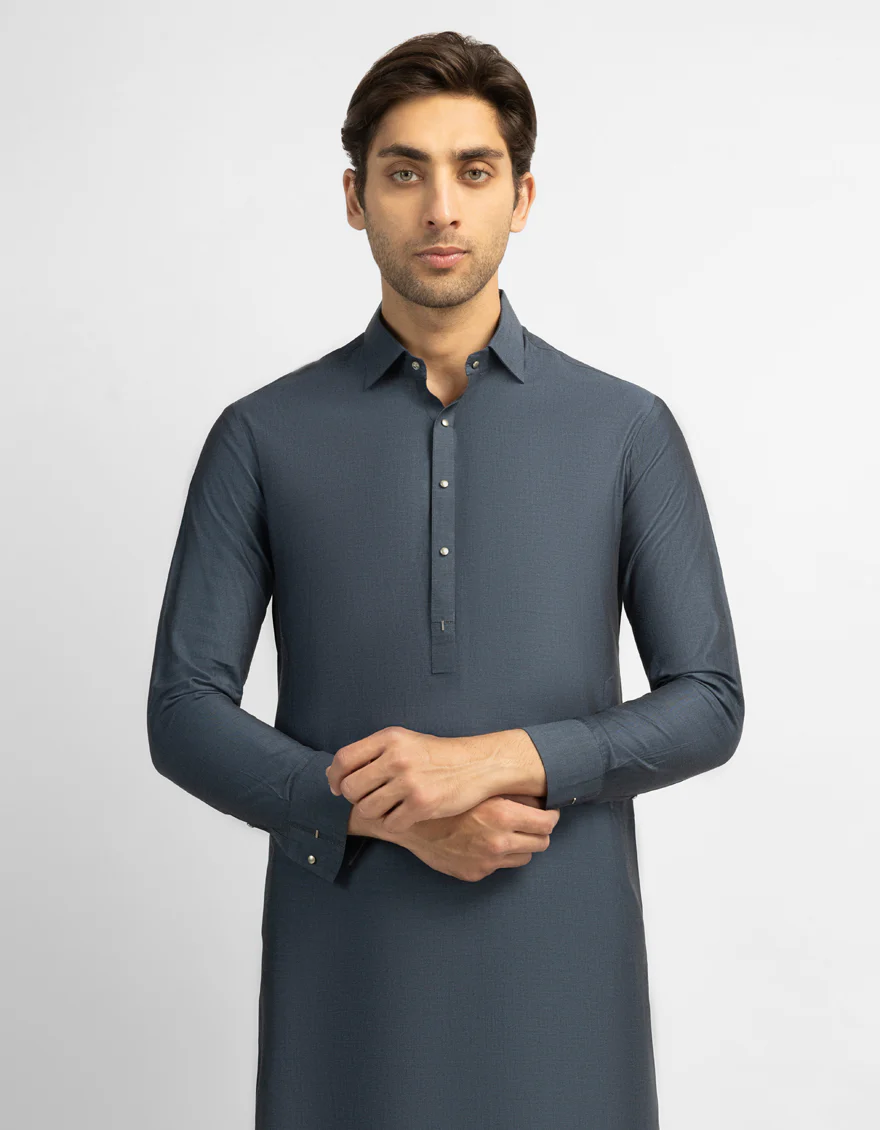 DENIM BLUE COTTON KAMEEZ SHALWAR | JJKS-A-33971/S26/JJ10809-CL - Image 2