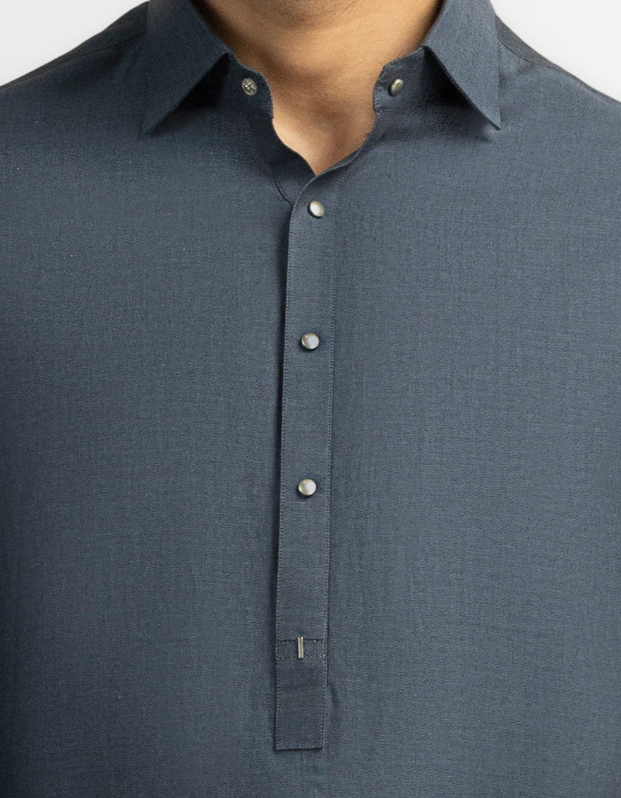 DENIM BLUE COTTON KAMEEZ SHALWAR | JJKS-A-33971/S26/JJ10809-CL - Image 3