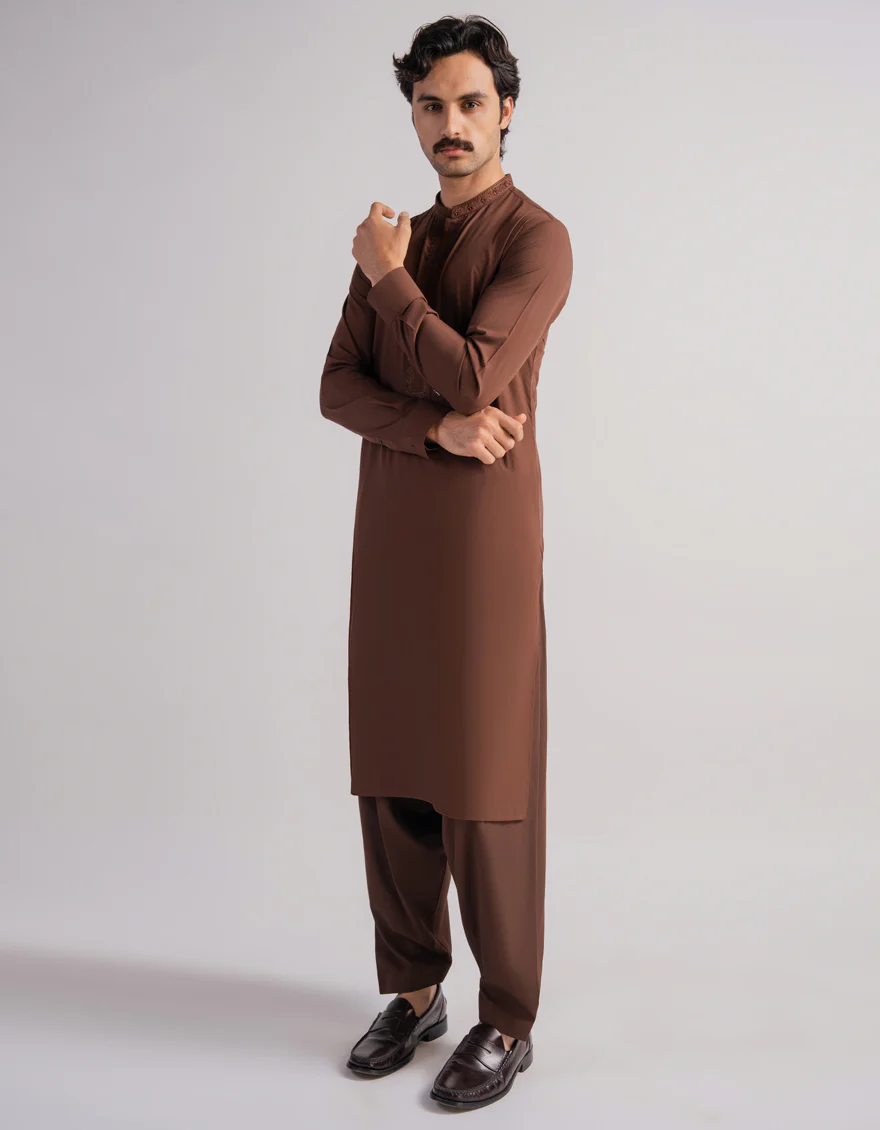 BROWN KAMEEZ SHALWAR | JJKS-A-33995/S26/JJ10565-SF
