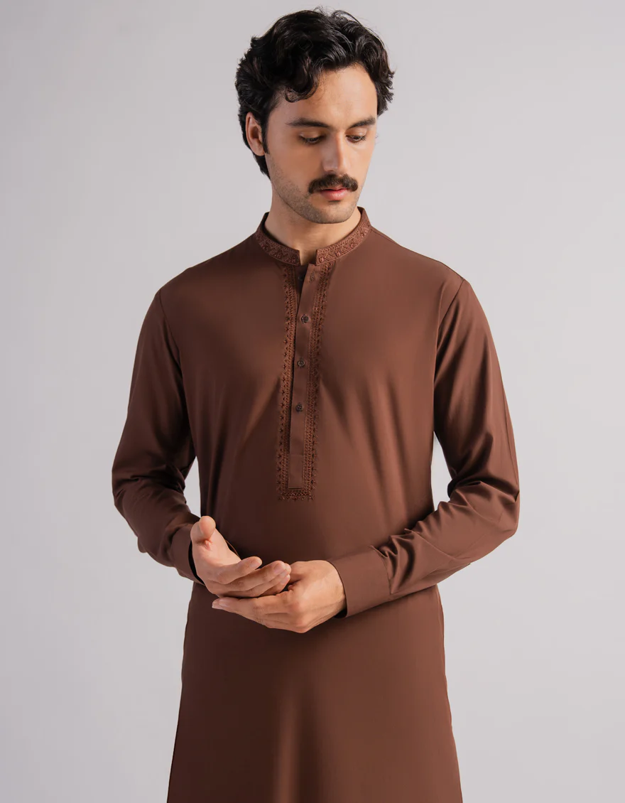 BROWN KAMEEZ SHALWAR | JJKS-A-33995/S26/JJ10565-SF - Image 2