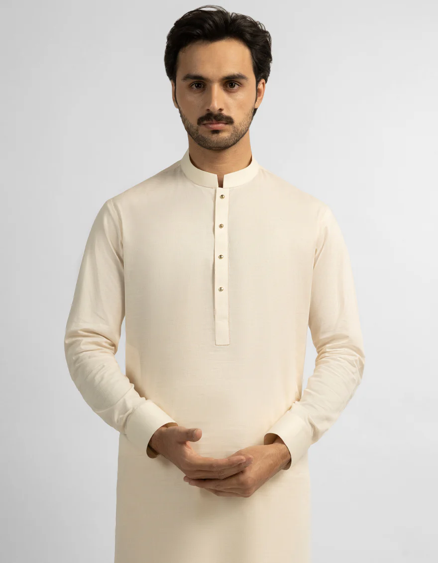 OFF WHITE COTTON KAMEEZ SHALWAR | JJKS-A-33997/S26/JJ10647-CL - Image 2