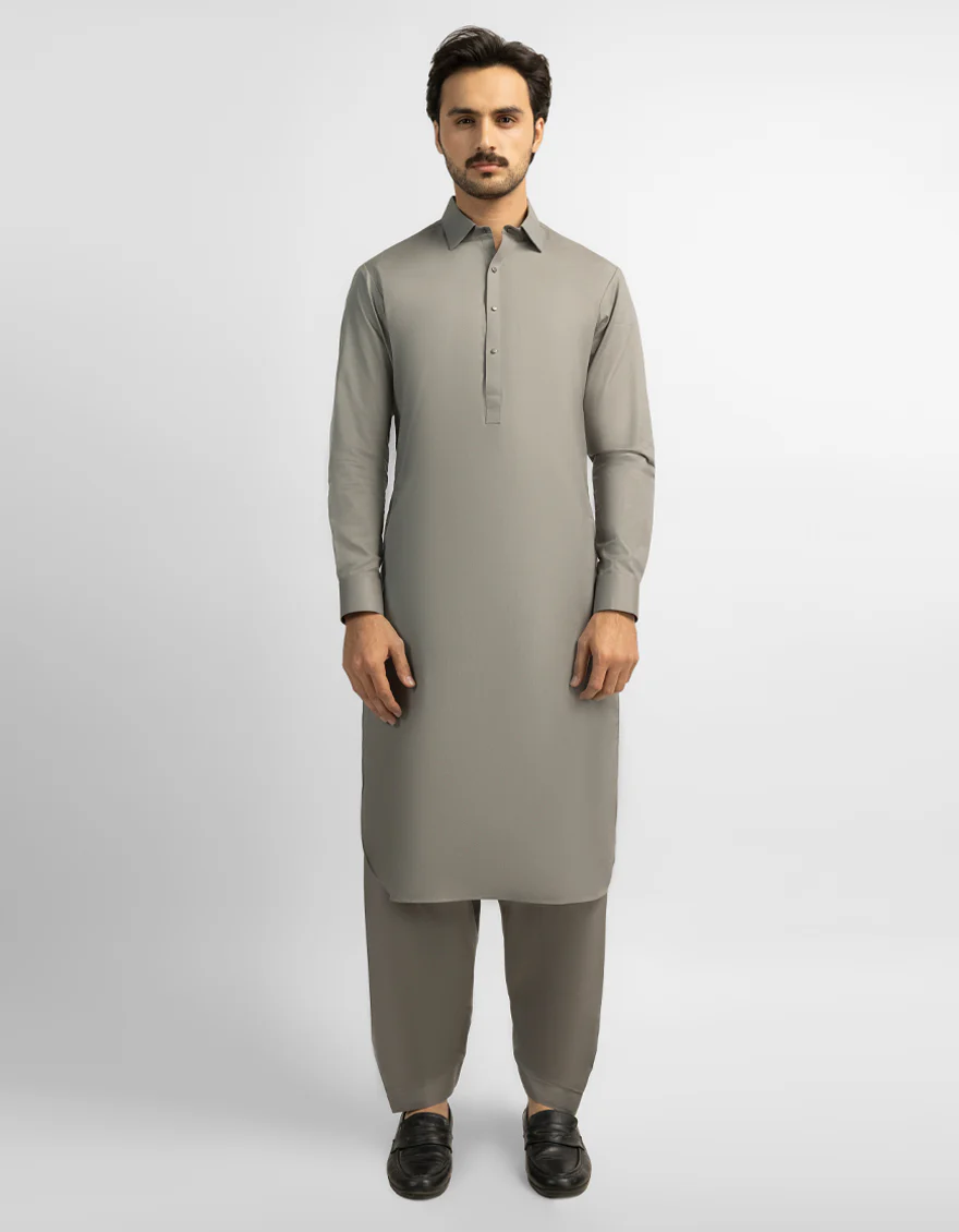 GREY COTTON KAMEEZ SHALWAR | JJKS-A-33999/S26/JJ10641-CL
