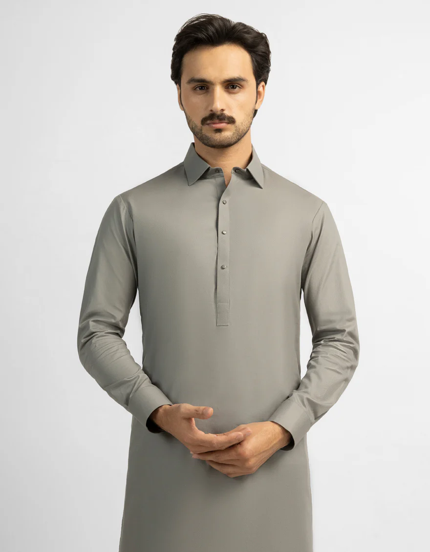 GREY COTTON KAMEEZ SHALWAR | JJKS-A-33999/S26/JJ10641-CL - Image 2