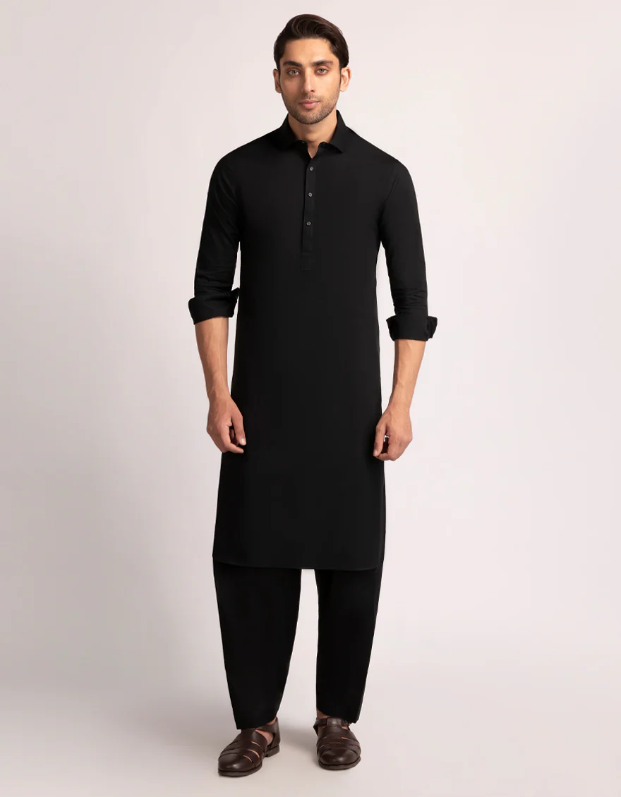 BLACK COTTON KAMEEZ SHALWAR | JJKS-A-47559/S25/JJ6923-PN