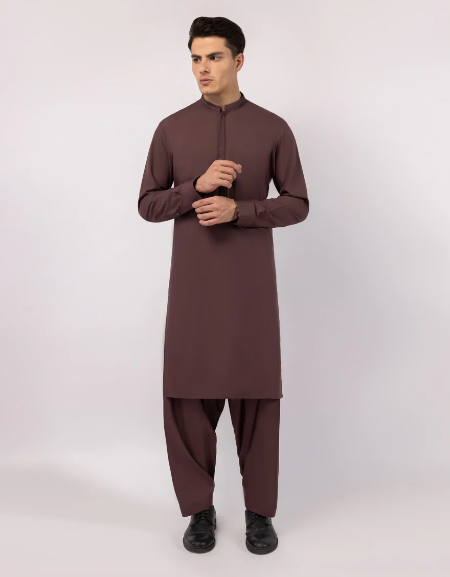 LIVER BROWN BLENDED KAMEEZ SHALWAR | JJKS-A-47587/S26/JJ10593-SF