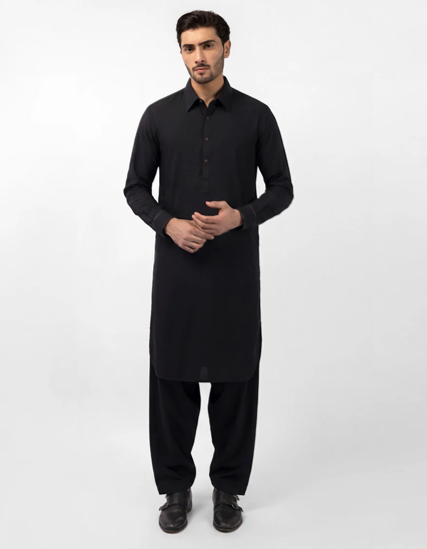 NAVY BLUE BLENDED KAMEEZ SHALWAR | JJKS-A-48284-SIG/S25/JJ10119-EX