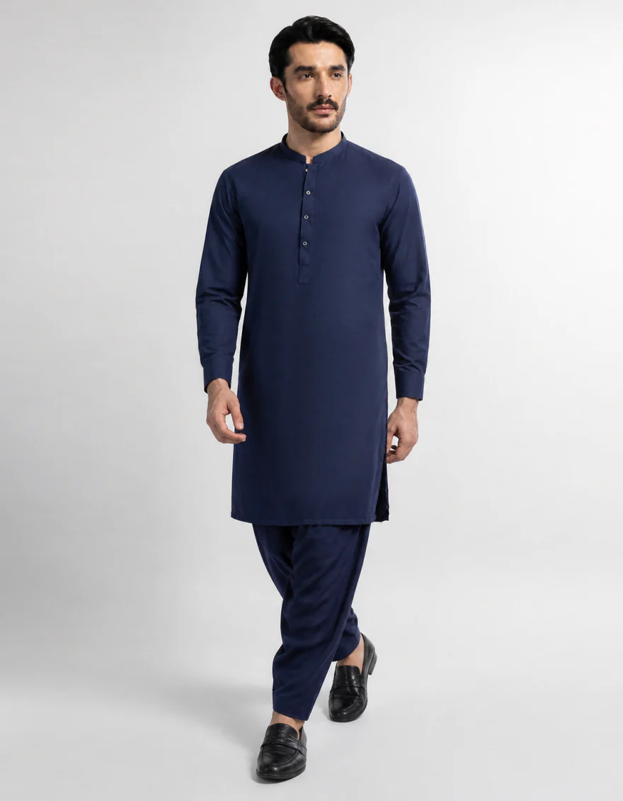 NAVY BLUE KAMEEZ SHALWAR | JJKS-A-49505-R1-AP/S26/JJ10551-PN - Image 3
