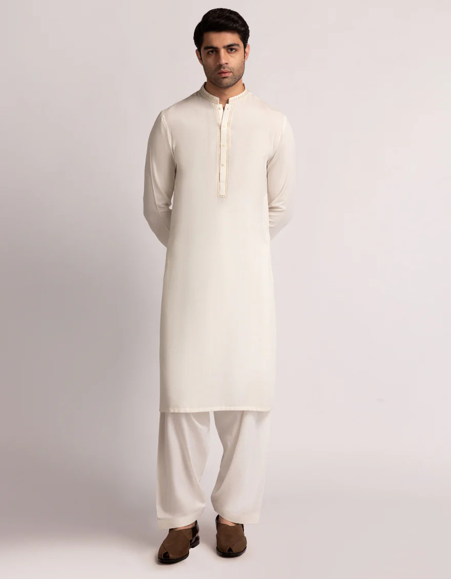 OFF WHITE BLENDED KAMEEZ SHALWAR | JJKS-A-50339/S25/JJ9899-FL