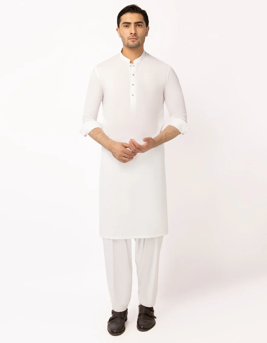 WHITE BLENDED KAMEEZ SHALWAR | JJKS-A-90556/S26/JJ9768-SF