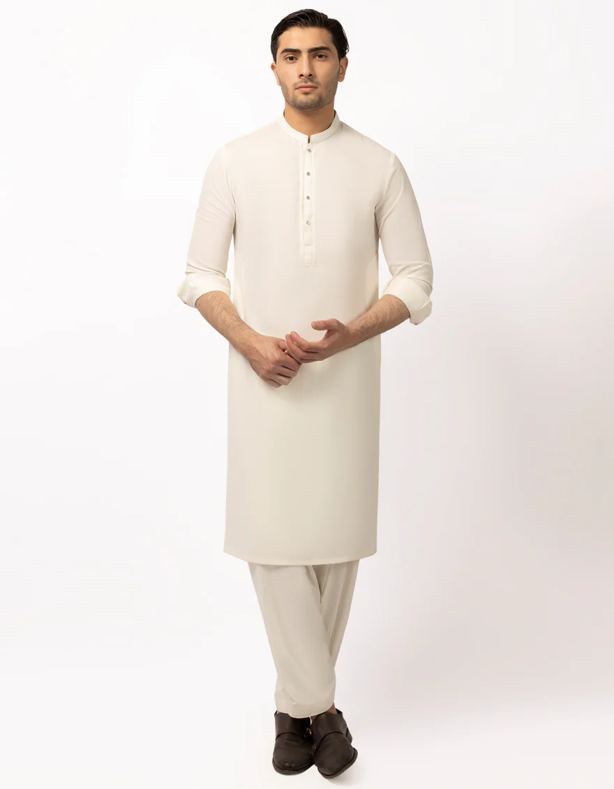 OFF WHITE BLENDED KAMEEZ SHALWAR | JJKS-A-90558/S26/JJ10630-SF