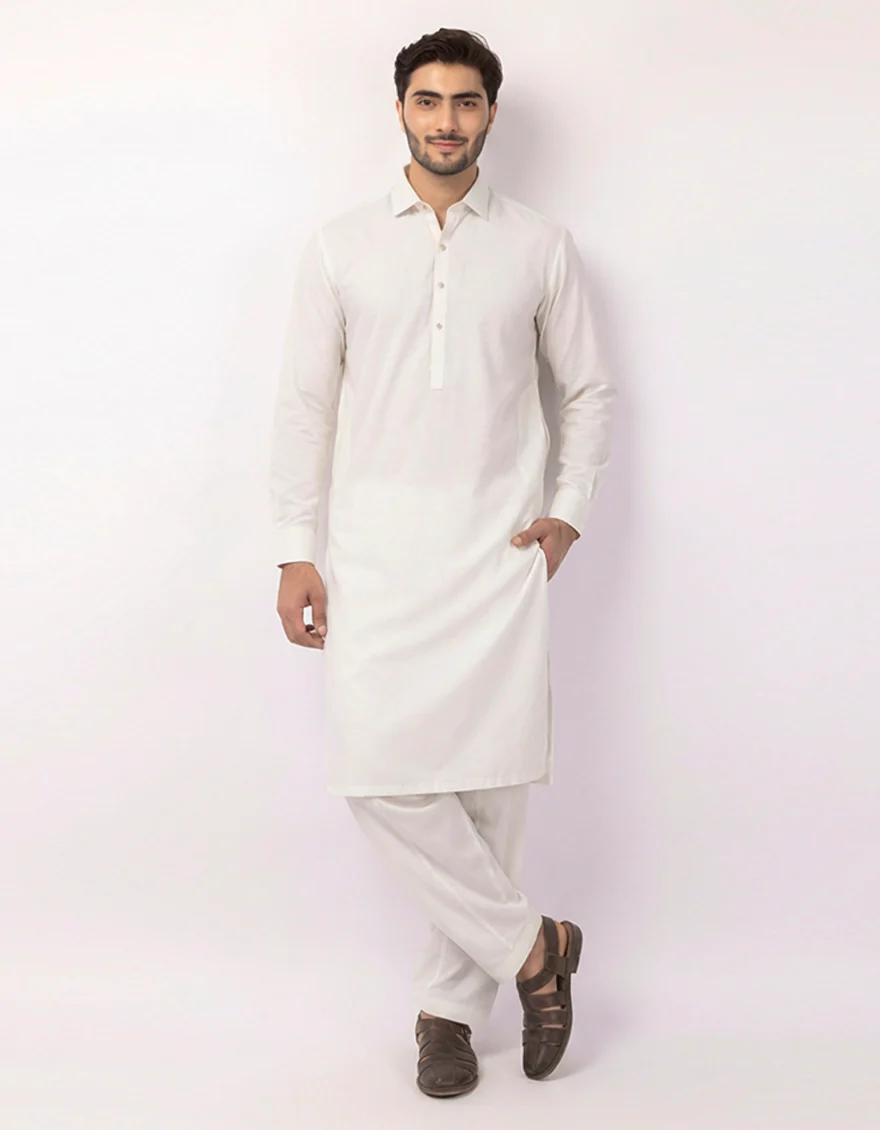 WHITE COTTON KAMEEZ SHALWAR | JJKS-S-47604/S26/JJ10606-PN