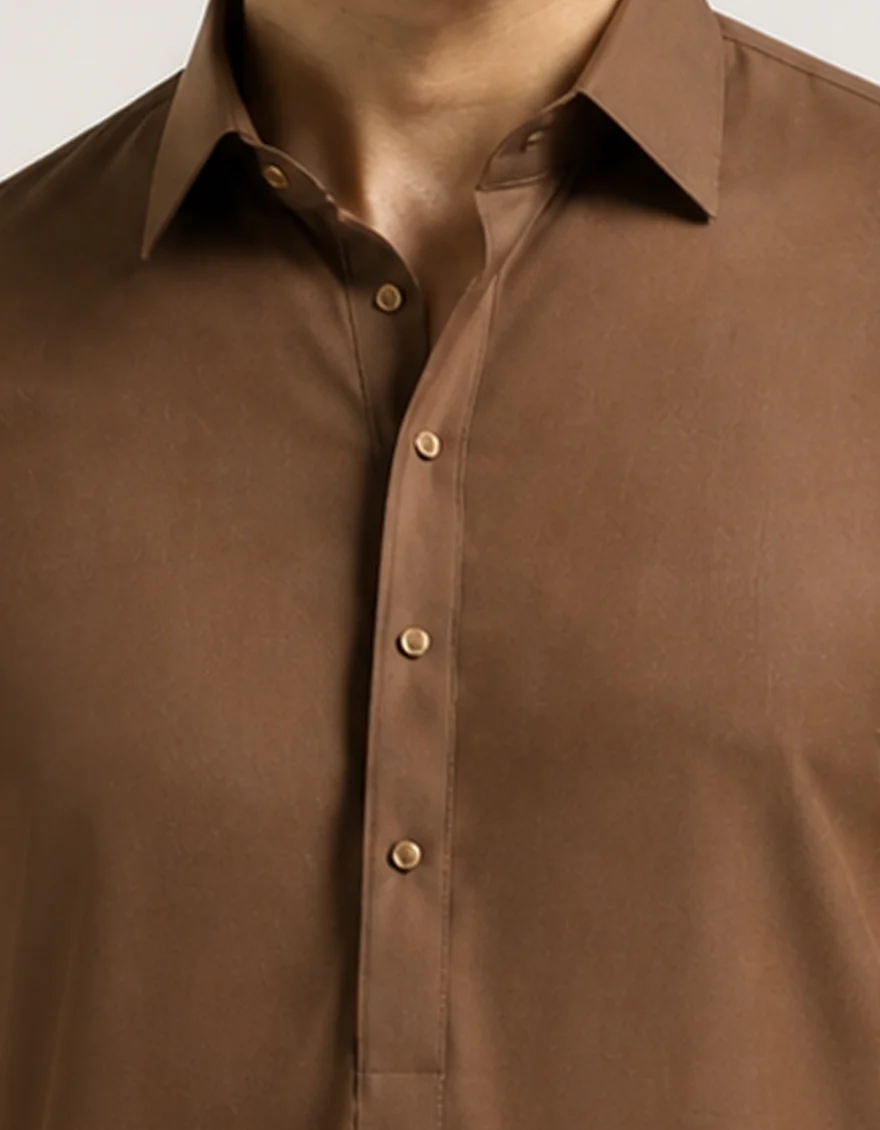 BROWN KAMEEZ SHALWAR | JJKS-S-47630/S26/JJ10885-PN - Image 3