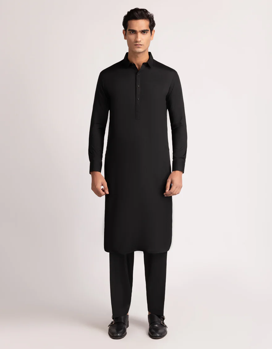 BLACK BLENDED KAMEEZ SHALWAR | JJKS-W-33646/S25/JJ9824-PN