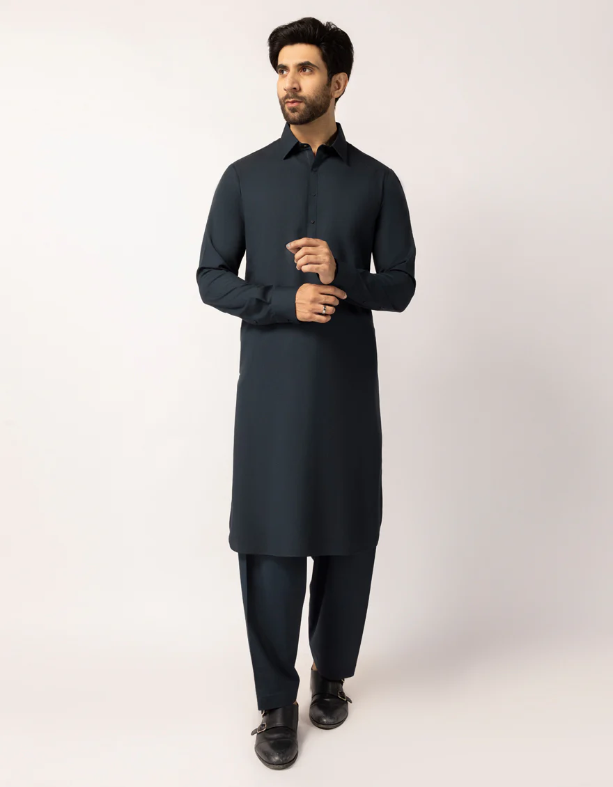 MIDNIGHT BLUE BLENDED KAMEEZ SHALWAR | JJKS-W-33843/S25/JJ10342-PN