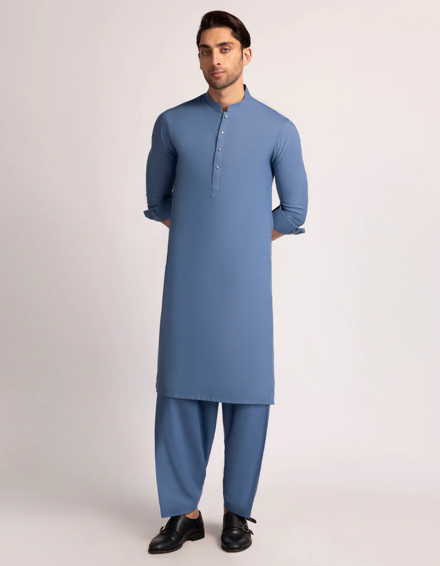 BLUE BLENDED KAMEEZ SHALWAR | JJKS-W-47553/S25/JJ10344-PN