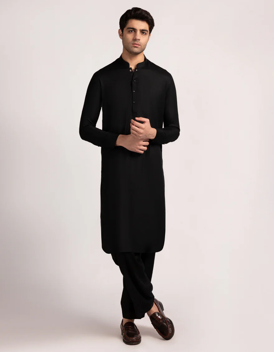 BLACK BLENDED KAMEEZ SHALWAR | JJKS-W-47555/S25/JJ10337-PN