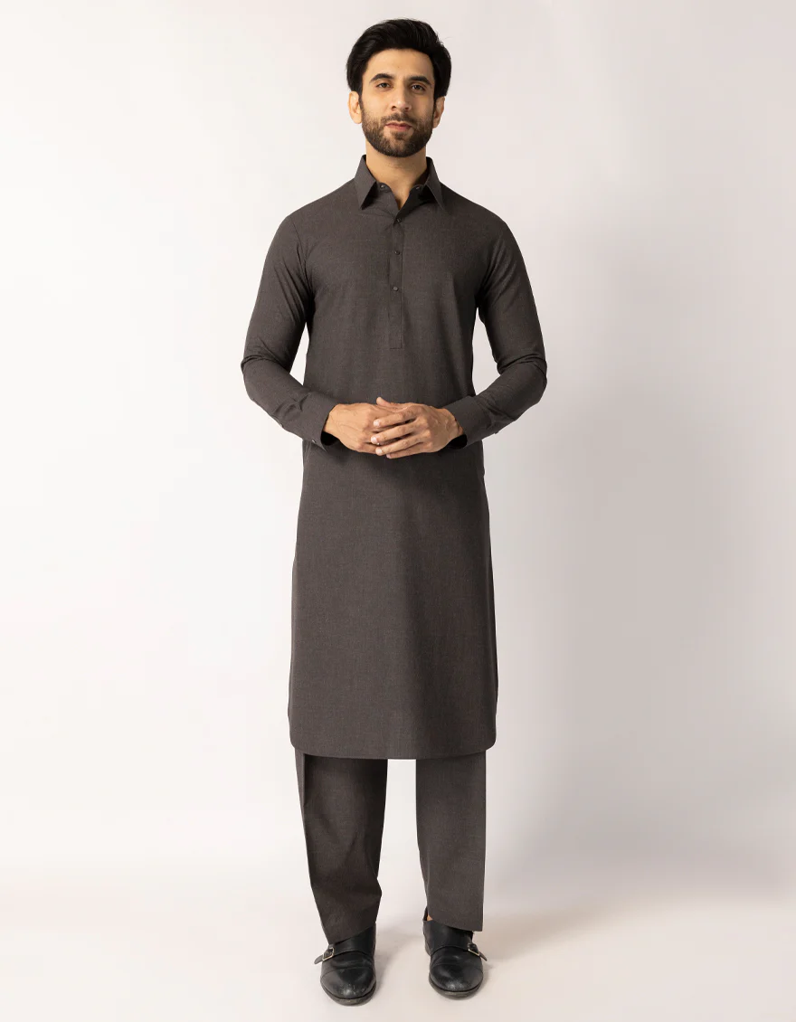 CHARCOAL BLENDED KAMEEZ SHALWAR | JJKS-W-47584/S25/JJ10515-PN