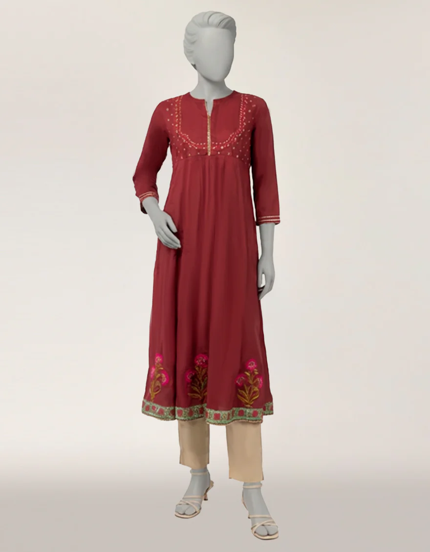 MAROON LAWN KURTI | JJLK-S-JSS-26-612 FB/ASSORTMENT-24