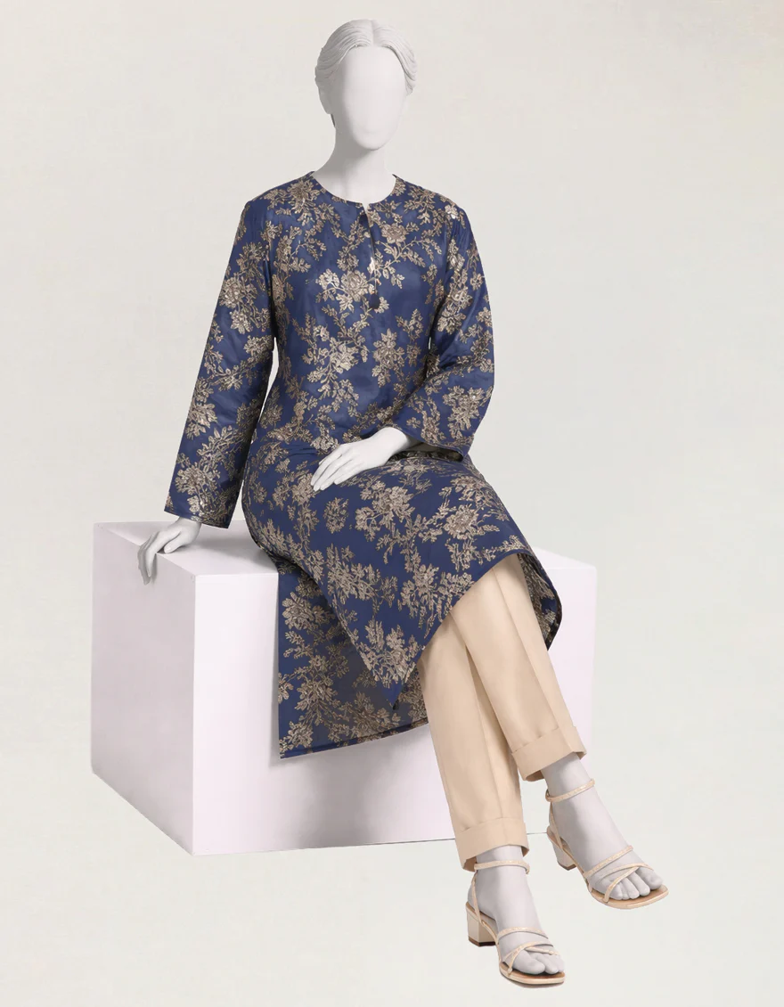 BLUE LAWN KURTI | JJLK-S-JSS-26-651 FB/MONOCHROME-6 - Image 2