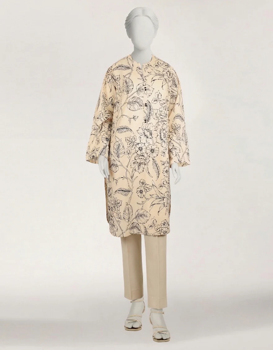 BEIGE LAWN KURTI | JJLK-S-JSS-26-653 FB/MONOCHROME-8 - Image 3