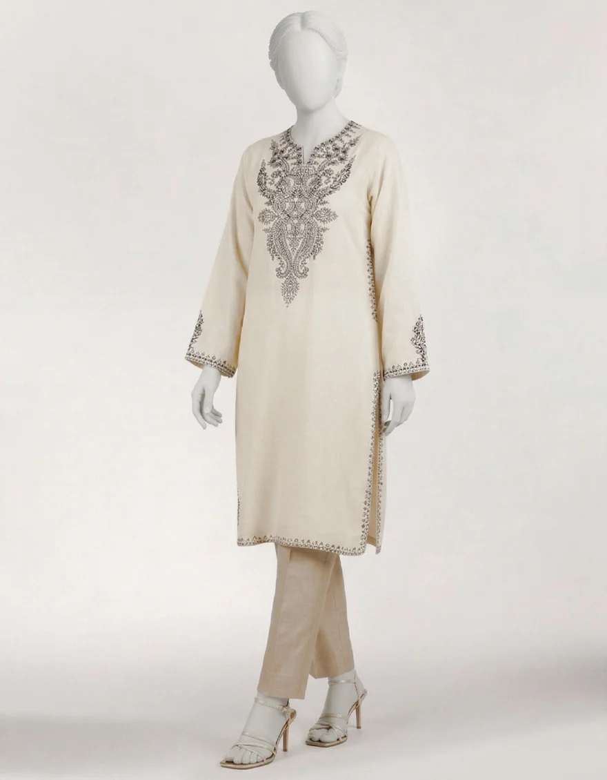 OFF WHITE DOBBY KURTI | JJLK-S-JSS-26-655 FB/MONO CROME-02