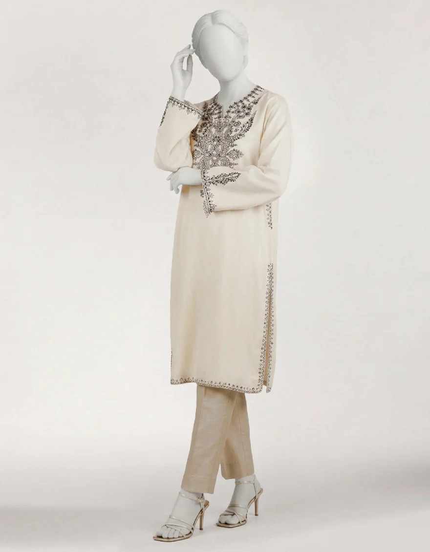 OFF WHITE DOBBY KURTI | JJLK-S-JSS-26-655 FB/MONO CROME-02 - Image 3