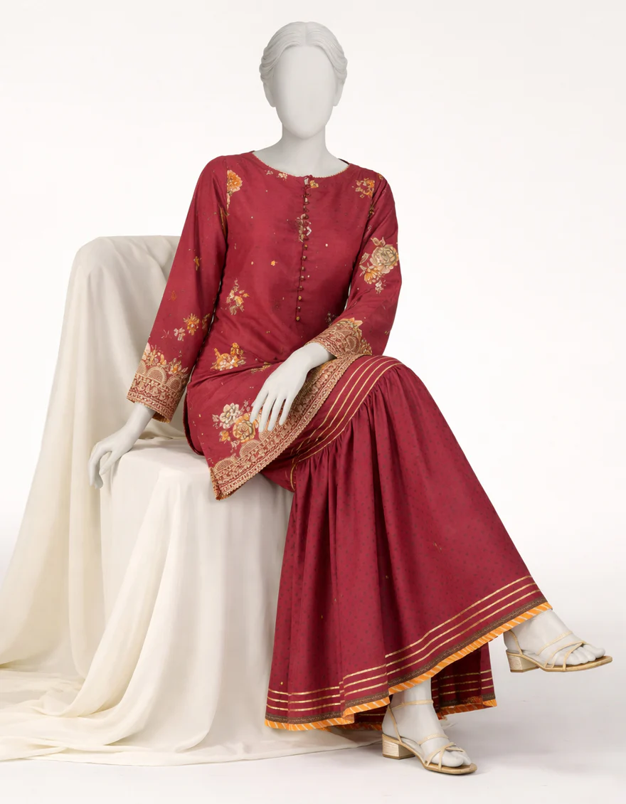 MAROON RAW SILK 2PC STITCHED | JJPW-S-JPS-26-3999 FB/NAYAB-05