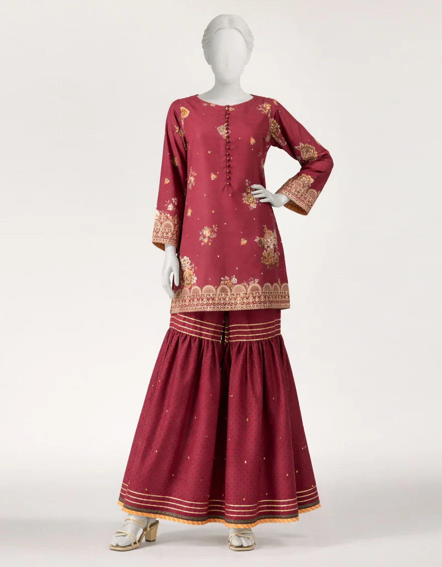 MAROON RAW SILK 2PC STITCHED | JJPW-S-JPS-26-3999 FB/NAYAB-05 - Image 2
