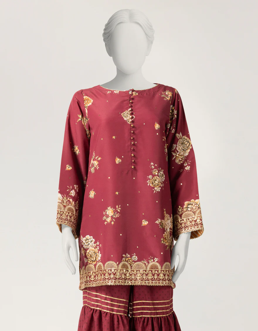MAROON RAW SILK 2PC STITCHED | JJPW-S-JPS-26-3999 FB/NAYAB-05 - Image 4