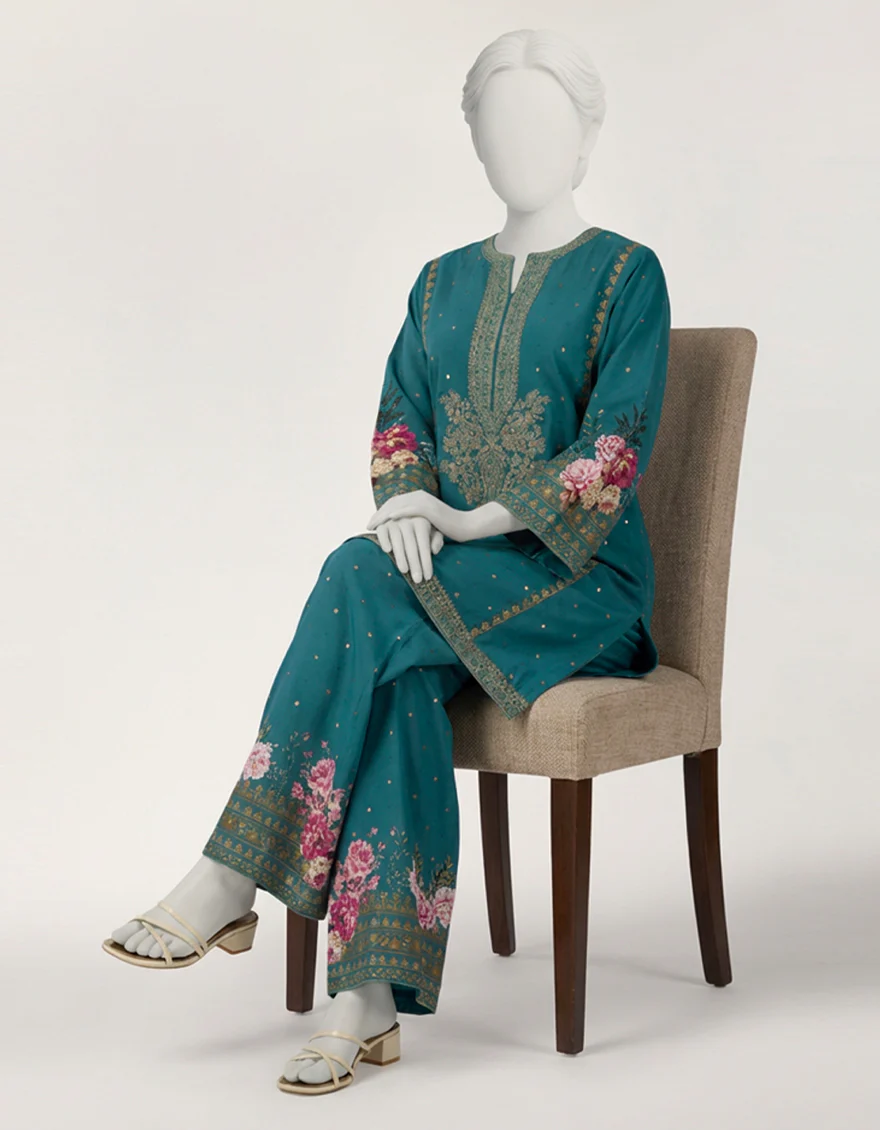 GREEN RAW SILK 2PC STITCHED | JJPW-S-JPS-26-4001 FB/NAYAB-07