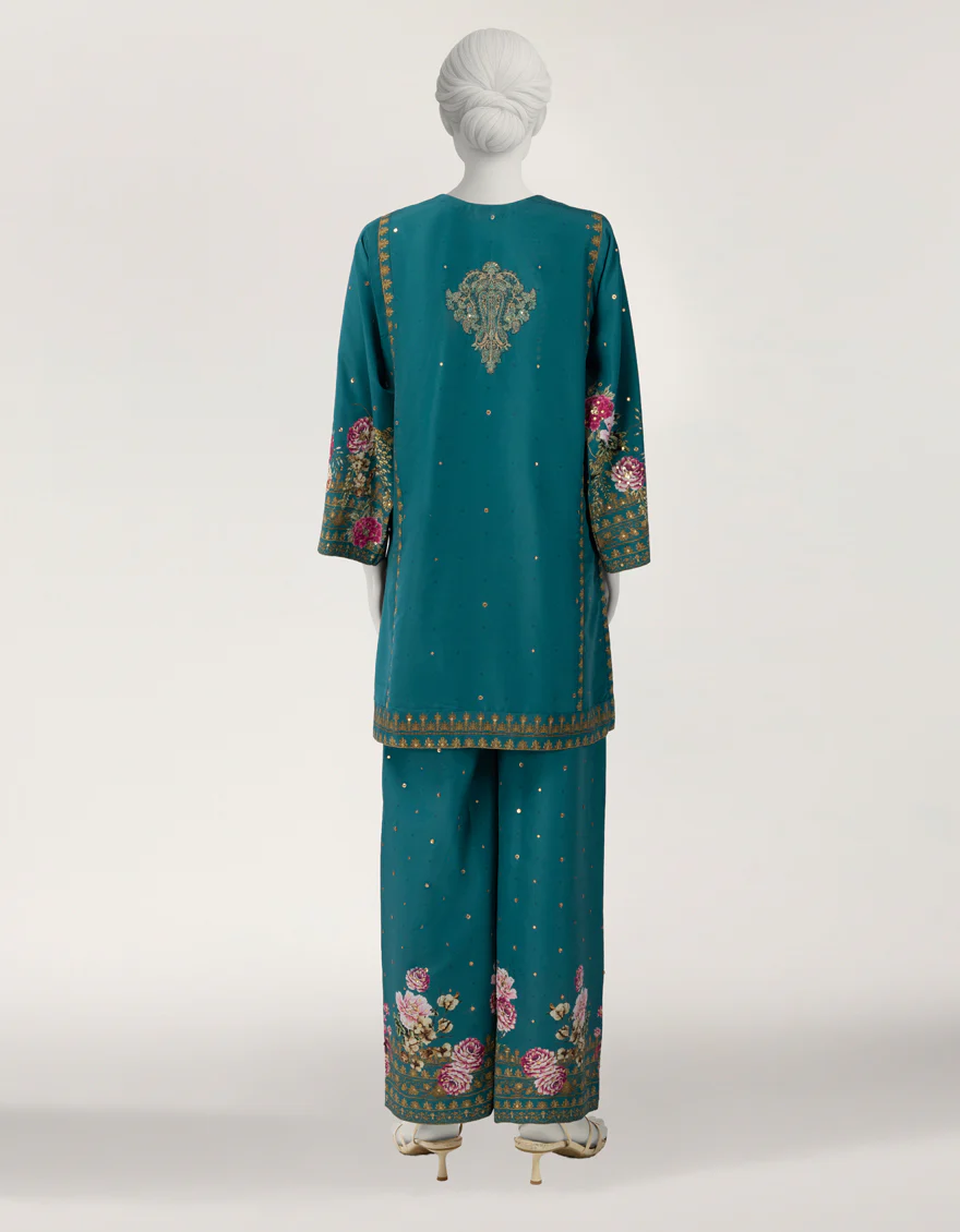 GREEN RAW SILK 2PC STITCHED | JJPW-S-JPS-26-4001 FB/NAYAB-07 - Image 2