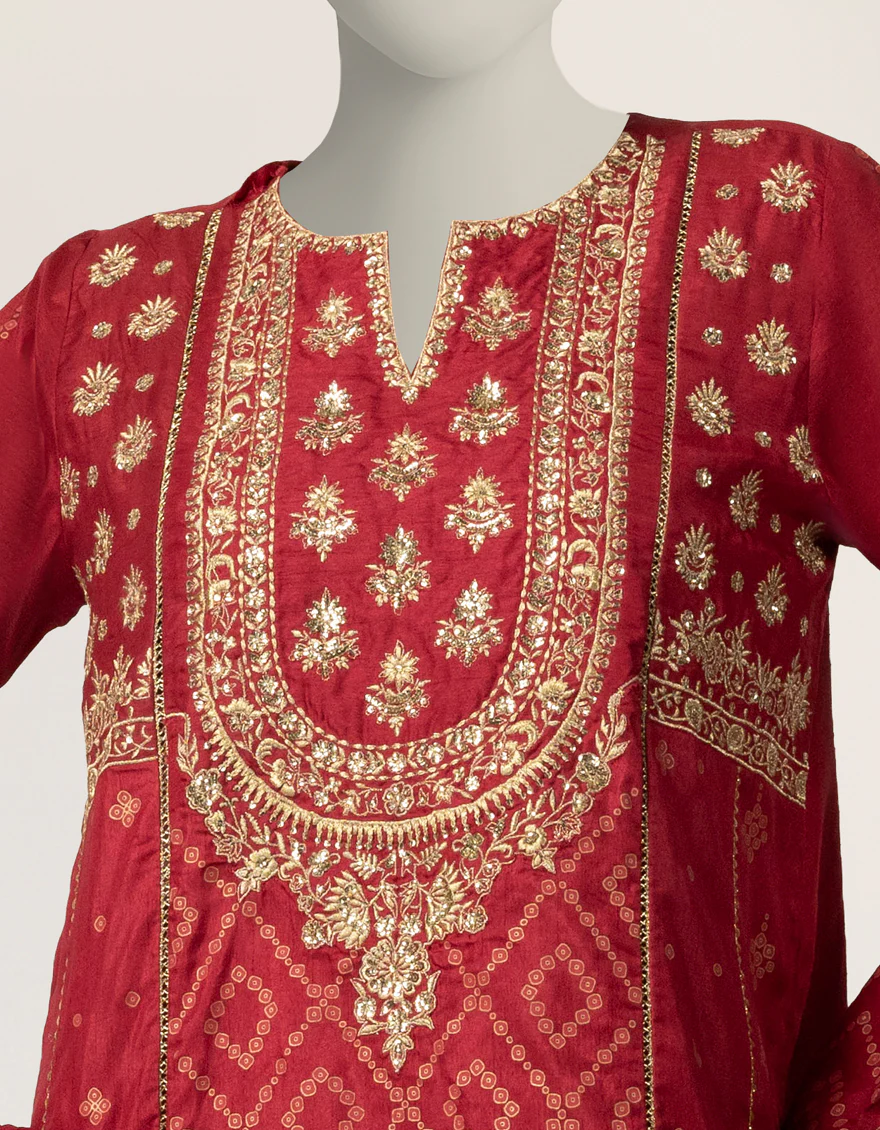 HOT PINK RAW SILK 3PC STITCHED | JJPW-S-JPS-26-4003 FB/DANEEN-01 - Image 4